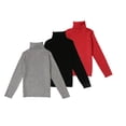 thumbnail image 1 of 3 Packs Toddler Girls Boys Cotton Turtleneck Sweaters, Uccdo Kids Long Sleeve Solid Blouse Tops, 12M-7T, 1 of 8