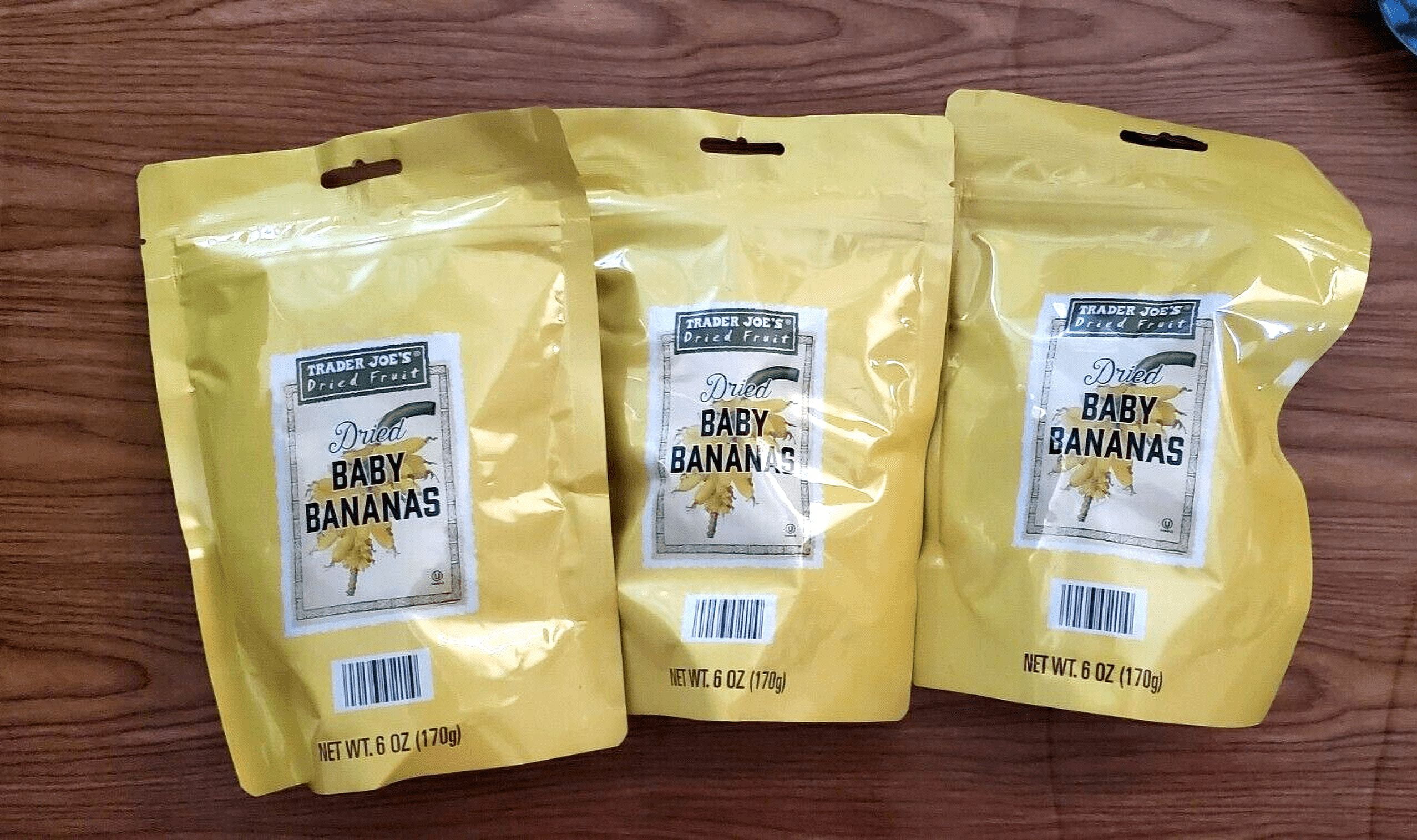 3 Packs Trader Joes Dried Baby Bananas, All Natural 6 oz Each Pack