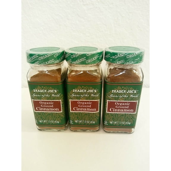 3 Packs Trader Joe's Organic Ground Cinnamon Spices of the World 1.5 oz Each