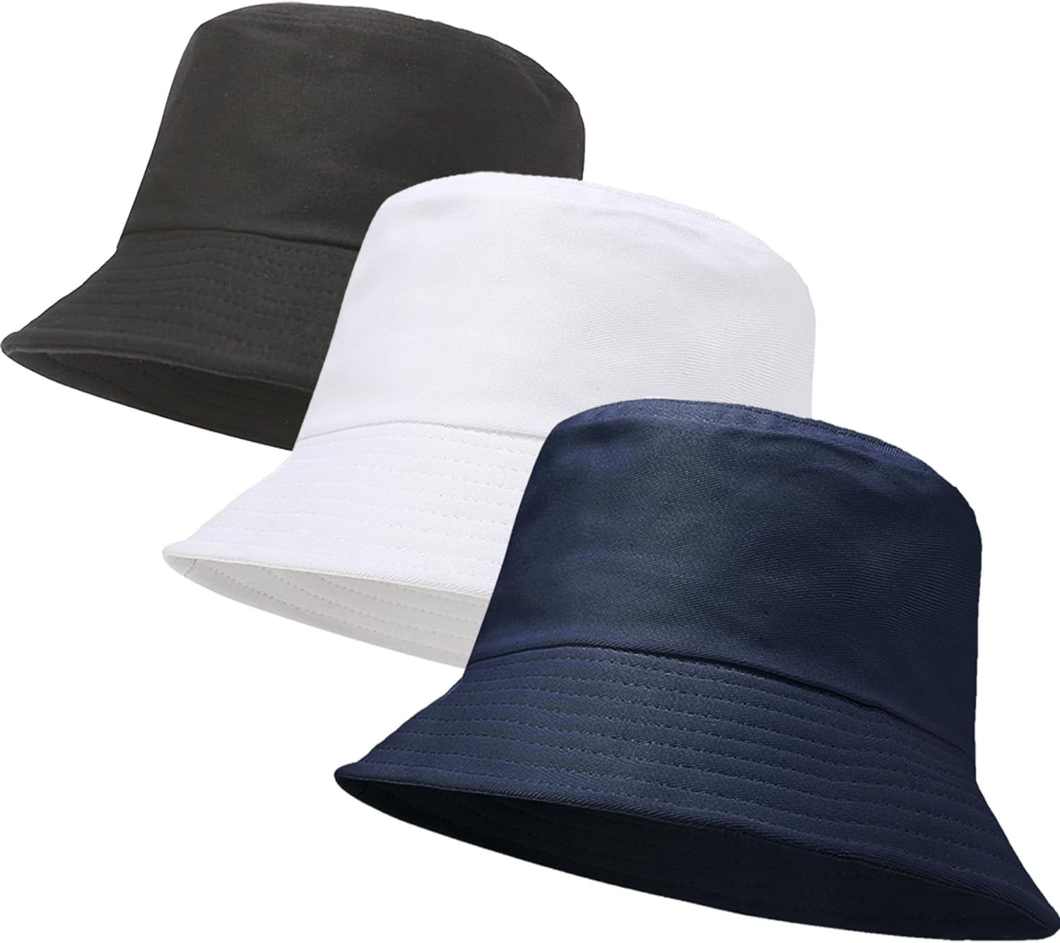 3 Packs Unisex Bucket Hat Solid Colors Sun Hat with UV Protection Women main image 3