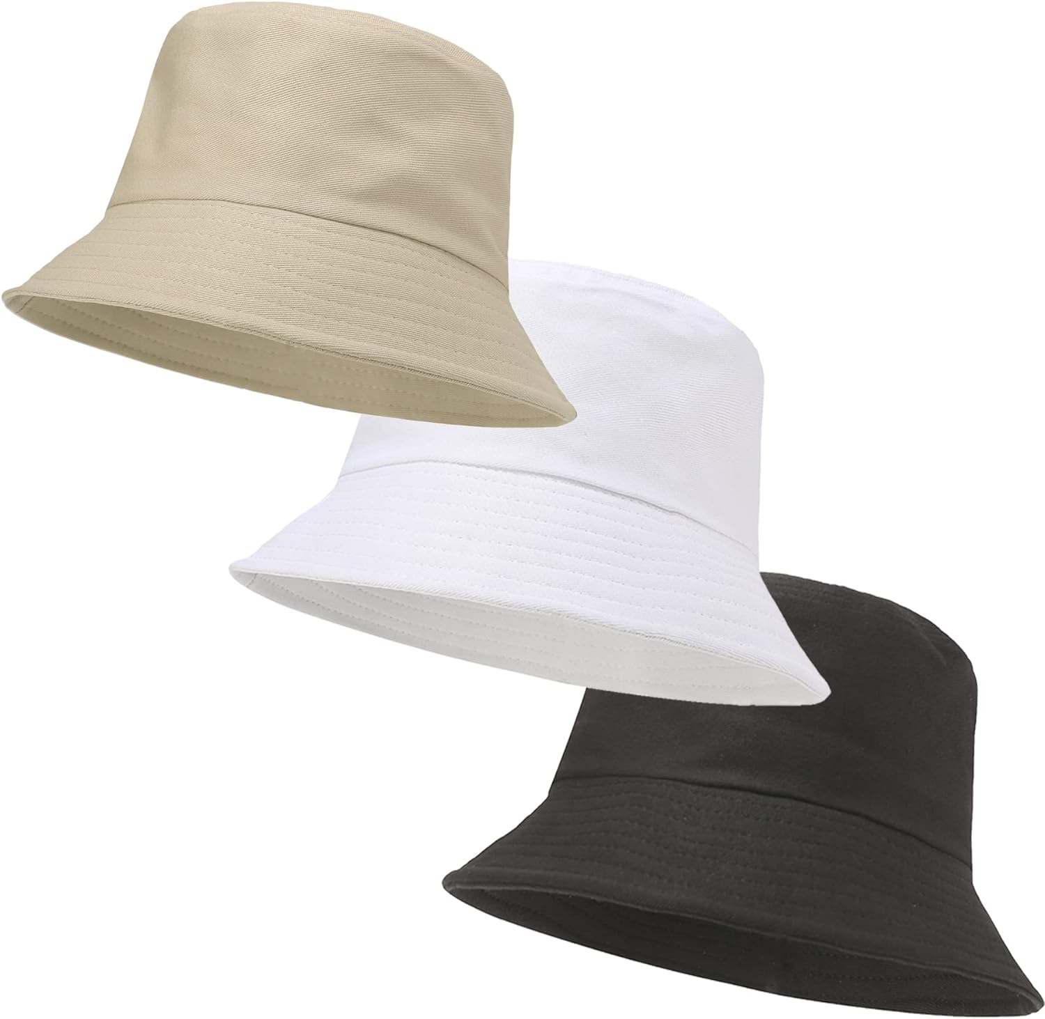 3 Packs Unisex Athletic Bucket Hat Solid Colors Sun Hat with  display picture 1