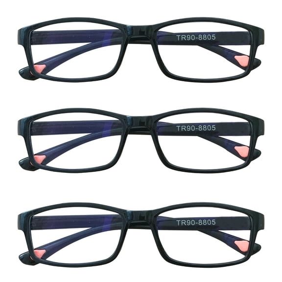 3 Packs Unisex Fashion Rectangular Reading Glasses Blue Light Blocking Readers for Men Women +3.00