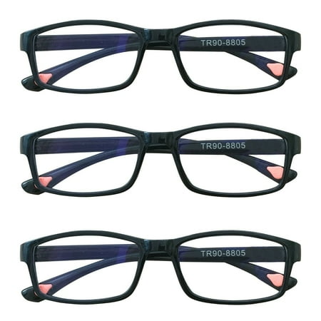 3 Packs Unisex Fashion Rectangular Reading Glasses Blue Light Blocking Readers for Men Women +4.00