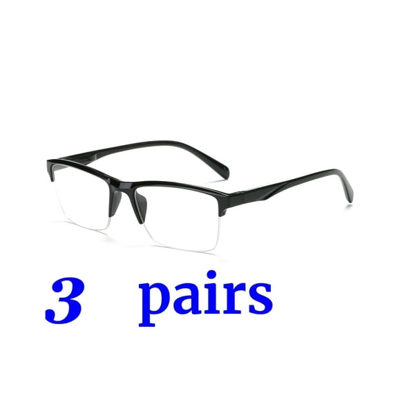 3 Packs Unisex Fashion Square Half Frame Reading Glasses Spring Hinge Readers for Men Women +2.50
