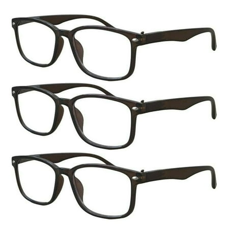 3 Packs Unisex Square Frame Blue Light Blocking Computer Reading Glasses Readers for Men Women +2.00