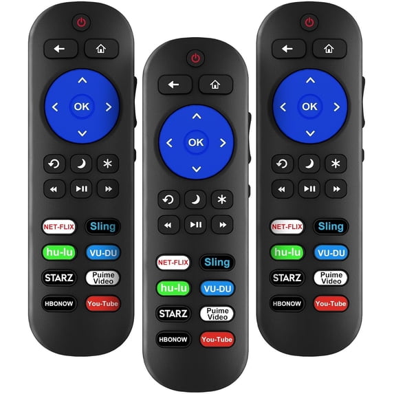 3 Packs Universal for Roku TV Remote, Replacement for TCL/Onn/Hisense/Element/Sharp/Haier/Hitachi/LG/Sanyo/JVC/Magnavox/RCA/Westinghouse Roku TV Remote with 8 Shortcuts