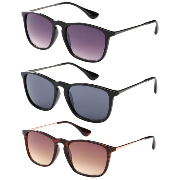 3 Packs Vintage Plastic Frame Metal Temple Fashion Sunglasses for Men for Women