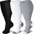 thumbnail image 1 of 3 Packs Wide Calf Compression Socks for Women Men Knee Hight, 1 of 7
