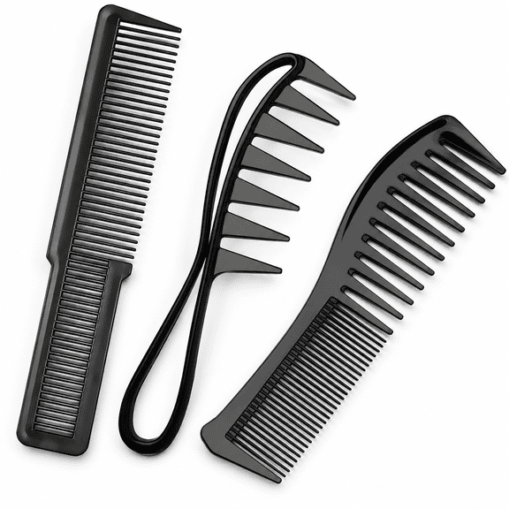 3 Packs Wide Tooth Shark Teeth Detangling Comb for Curly Thick Hair