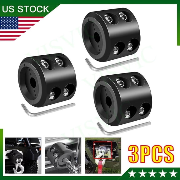 3 Packs Winch Stopper Rubber Heavy Duty Cable Line Saver Rope Hook For ATV UTV
