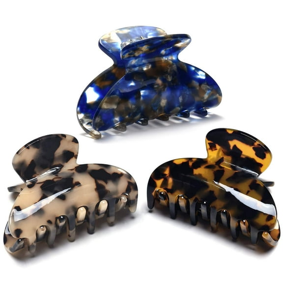3 Packs Women Medium Hair Clips Tortoise Claw Clips Leopard Print Hair Clamps Fashion Hair Accessories