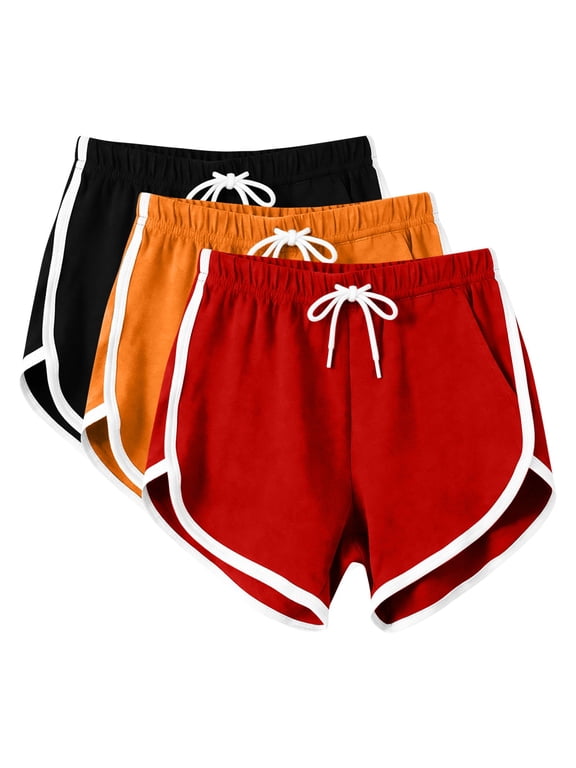 3 Packs Women's Pajama Shorts Drawstring Elastic Waist Dolphin Shorts Soft Breathable Gym Dance Sleep Lounge Wear