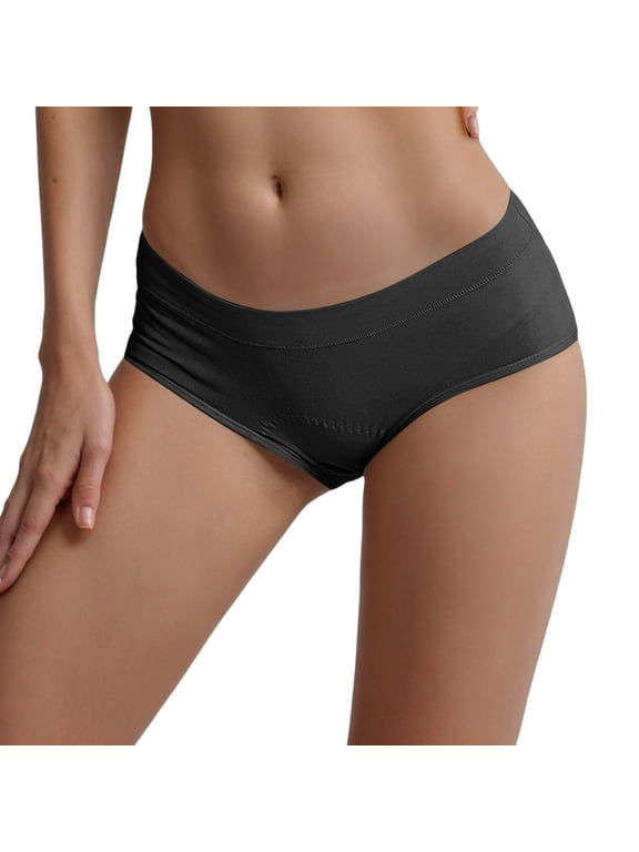 3 Packs Women's Period Underwear Menstrual Postpartum Easy Clean Teens Briefs Panties for Women L Black