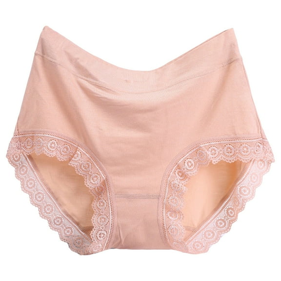 3 Packs Women's Underwear Solid Plus Size Mid High Waist Comfortable Breathable Elderly Mother Briefs Panties for Women L Beige