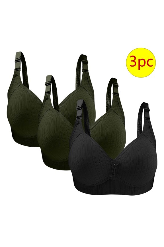 3 Packs Womens No Underwire Push Up Bras C Cup Full Coverage Bralettes for Women Comfortable Padded Underwear Tshirt Bra