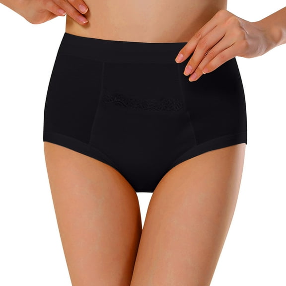3 Packs Womens Period Underwear Menstrual Pocket Pocket High Waist Anti Leakage Briefs Panties for Women L Black