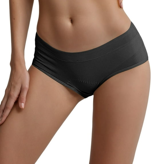 3 Packs Womens Period Underwear Menstrual Postpartum Easy Clean Teens Briefs Panties for Women S Black