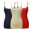 thumbnail image 1 of 3 Packs - Womens & Plus Sizes Basic Solid Long Length Adjustable Spaghetti Strap Tank Top Camisoles, 1 of 4