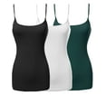 thumbnail image 1 of 3 Packs - Womens & Plus Sizes Basic Solid Long Length Adjustable Spaghetti Strap Tank Tops, 1 of 3