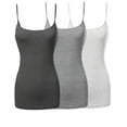 thumbnail image 1 of 3 Packs - Womens & Plus Sizes Basic Solid Long Length Adjustable Spaghetti Strap Tank Tops, 1 of 3