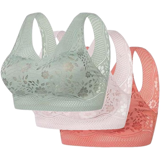 3 Packs Womens Sport Bras Push Up Lace Bralettes for Women Breathable Lightweight Yoga Running Tshirt Bra