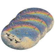 3 Packs Of Wood Pulp Cotton Dishwashing Sponge 3.54x2.56 Inch Dishwashing Sponge Household Cleaning Sponge Kitchen Utensils Clean Use Cartoon Beautiful Rainbow