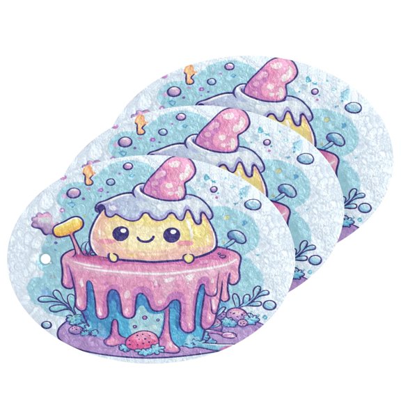 3 Packs Of Wood Pulp Cotton Dishwashing Sponge 3.54x2.56 Inch Dishwashing Sponge Household Cleaning Sponge Kitchen Utensils Clean Use Cartoon Beautiful Cake