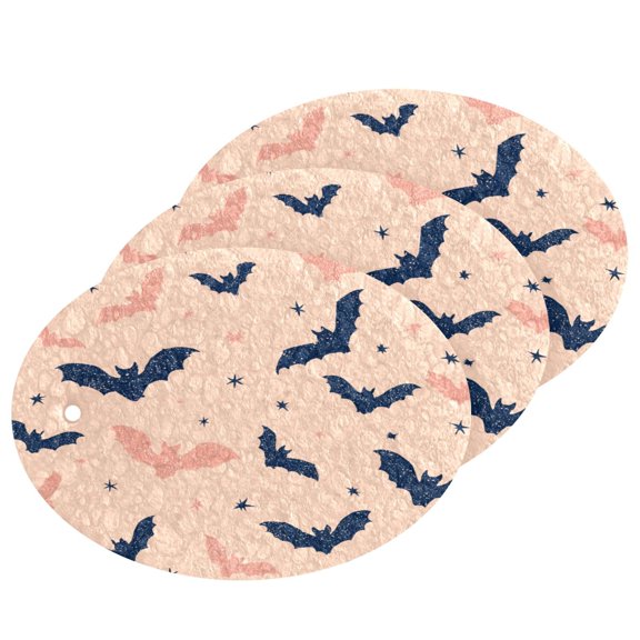 3 Packs of Wood Pulp Cotton Dishwashing Sponge 3.54x2.56 Inch Dishwashing Sponge Household Cleaning Sponge Kitchen Utensils Clean Use Cartoon Black Bats