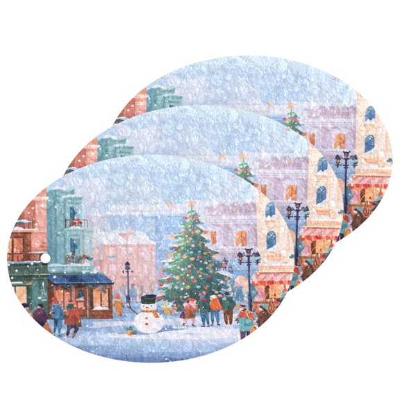 3 Packs of Wood Pulp Cotton Dishwashing Sponge 3.54x2.56 Inch Dishwashing Sponge Household Cleaning Sponge Kitchen Utensils Clean Use Cartoon Christmas Street
