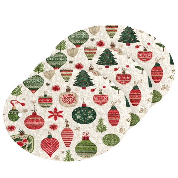 3 Packs of Wood Pulp Cotton Dishwashing Sponge 3.54x2.56 Inch Dishwashing Sponge Household Cleaning Sponge Kitchen Utensils Clean Use Cartoon Christmas Element Pattern