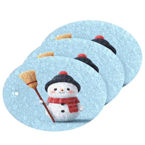 3 Packs of Wood Pulp Cotton Dishwashing Sponge 3.54x2.56 Inch Dishwashing Sponge Household Cleaning Sponge Kitchen Utensils Clean Use Cute Cartoon Snowman