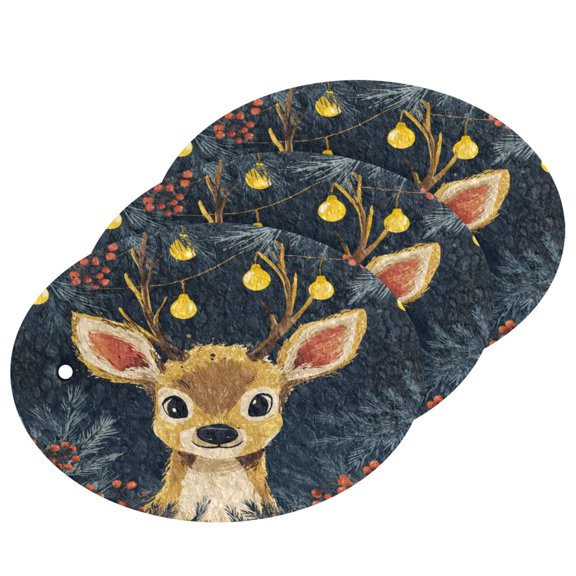 3 Packs of Wood Pulp Cotton Dishwashing Sponge 3.54x2.56 Inch Dishwashing Sponge Household Cleaning Sponge Kitchen Utensils Clean Use Cute Christmas Deer Cartoon