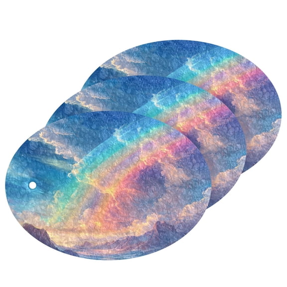 3 Packs Of Wood Pulp Cotton Dishwashing Sponge 3.54x2.56 Inch Dishwashing Sponge Household Cleaning Sponge Kitchen Utensils Clean Use Picturesque Rainbow