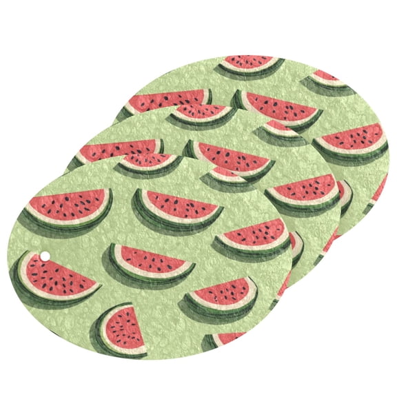 3 Packs Of Wood Pulp Cotton Dishwashing Sponge 3.54x2.56 Inch Dishwashing Sponge Household Cleaning Sponge Kitchen Utensils Clean Use Watermelon Cartoon2