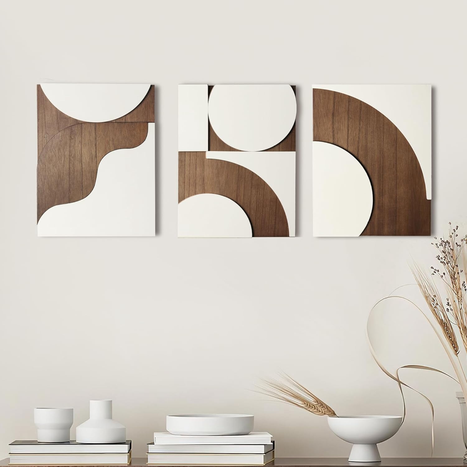3 Packs Wood Wall Decor - Geometry Abstract Modern Home Wood Wall Art ...