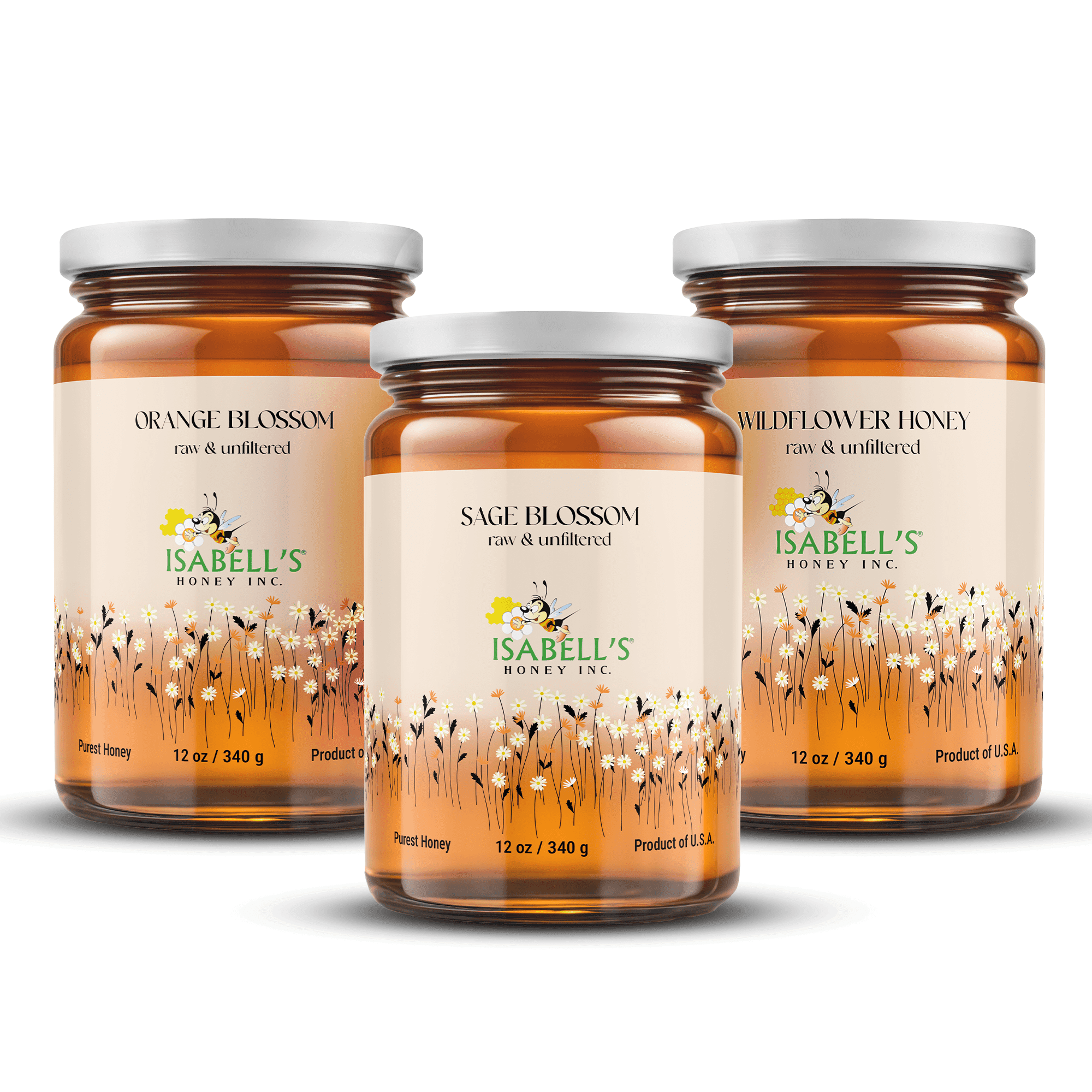3 Packs of Sage Blossom - 100%  Natural Honey (12 Oz Each)