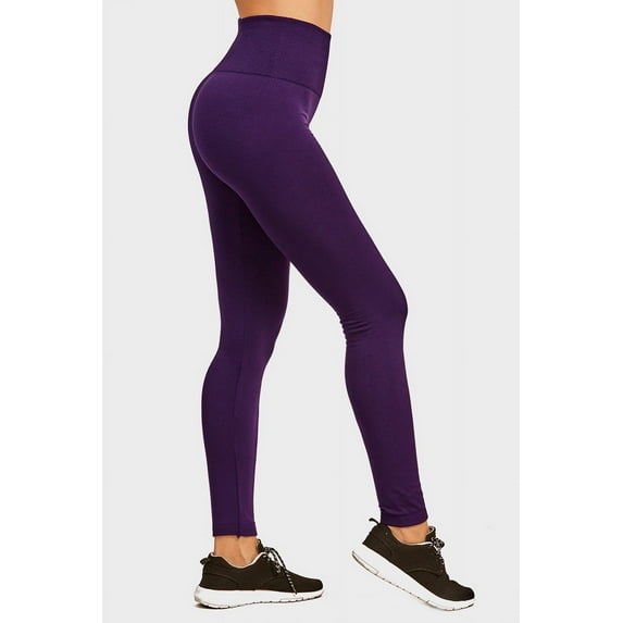 3 Packs of Sofra Plus Size High Waist Fleece Lined Extra Wide Band Seamless Winter Leggings (Fits XL to 3XL)