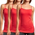 thumbnail image 1 of 3 Packs of Sofra Women's Scoop Neck Adjustable Spaghetti Strap Seamless One Size Long Camisole Tank Top, 1 of 3