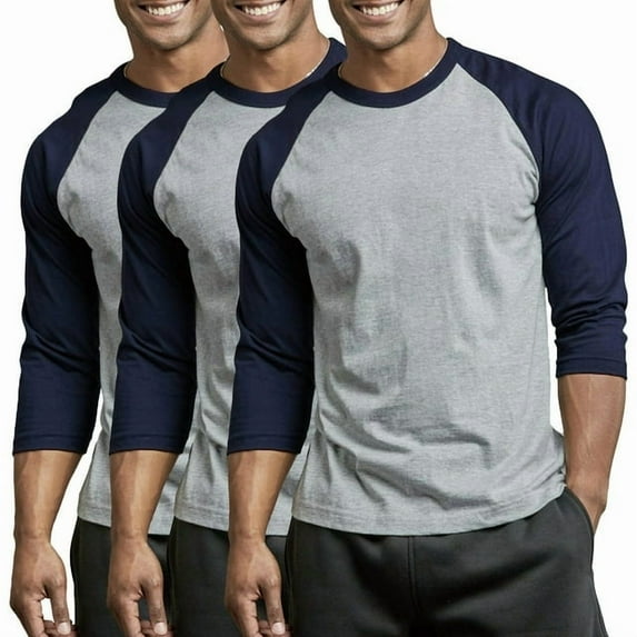 3 Packs of TheLovely Men's 3/4 Sleeve Crew Neck Raglan Jersey Baseball Tee Shirts