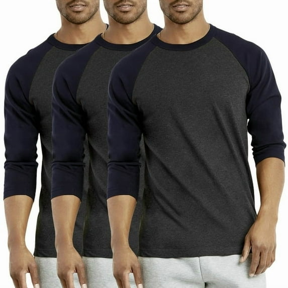 3 Packs of TheLovely Men's 3/4 Sleeve Crew Neck Raglan Jersey Baseball Tee Shirts