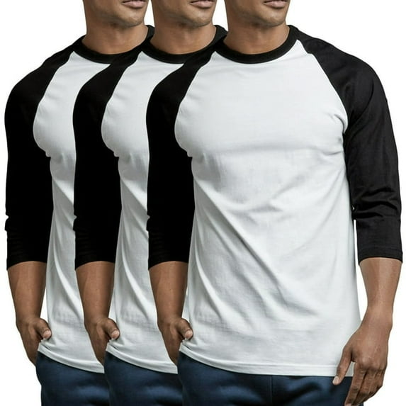 3 Packs of TheLovely Men's 3/4 Sleeve Crew Neck Raglan Jersey Baseball Tee Shirts
