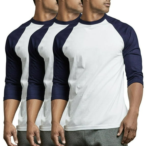 3 Packs of TheLovely Men's 3/4 Sleeve Crew Neck Raglan Jersey Baseball Tee Shirts