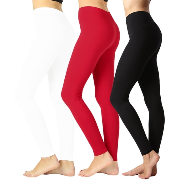 3 Packs of TheLovely Women Premium Cotton High Waist Full Length Leggings