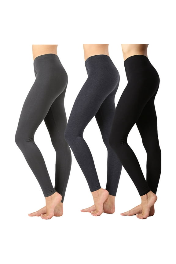 3 Packs of TheLovely Women Premium Cotton High Waist Full Length Leggings