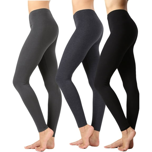 3 Packs of TheLovely Women Premium Cotton High Waist Full Length Leggings
