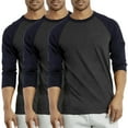 thumbnail image 1 of 3 Packs of Top Pro Men's 3/4 Sleeve Crew Neck Raglan Jersey Baseball Tee Shirts, 1 of 4