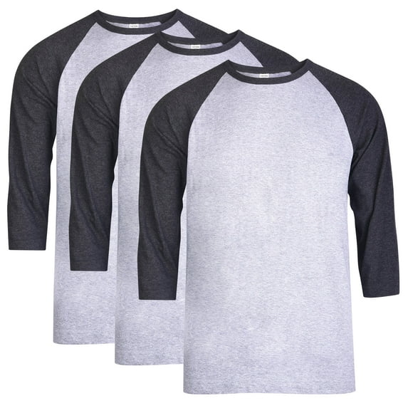 3 Packs of Top Pro Men's 3/4 Sleeve Crew Neck Raglan Jersey Baseball Tee Shirts