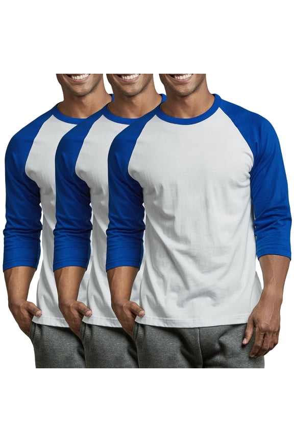 3 Packs of Top Pro Men's 3/4 Sleeve Crew Neck Raglan Jersey Baseball Tee Shirts