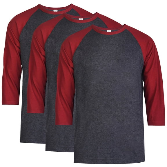 3 Packs of Top Pro Men's 3/4 Sleeve Crew Neck Raglan Jersey Baseball Tee Shirts
