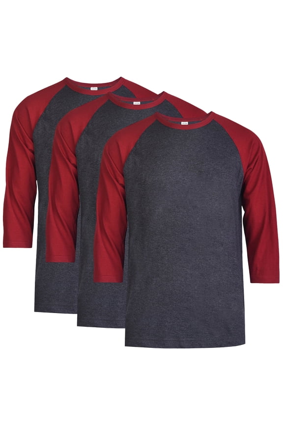 3 Packs of Top Pro Men's 3/4 Sleeve Crew Neck Raglan Jersey Baseball Tee Shirts